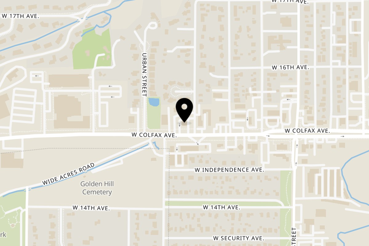 Map showing the location of Moose Hill Cantina, Cafe & Catering on 11911 W Colfax Ave in Lakewood